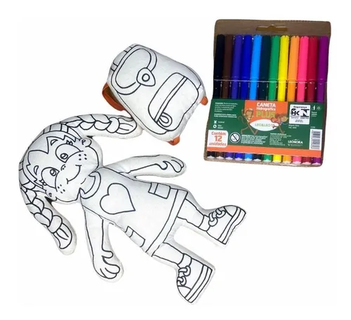 kit de boneca para colorir faça você mesmo, kit de boneca de