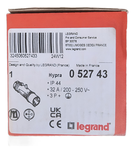Clavija Legrand 52743 Clavija 3p+t 32 Amperes 220v