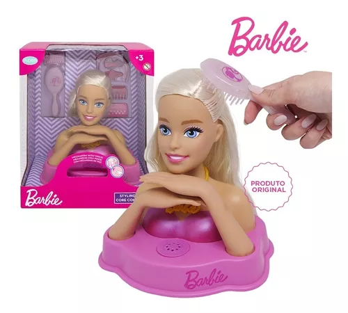 Barbie Boneca Busto Make Hair Fala 12 Frases Com Acessórios