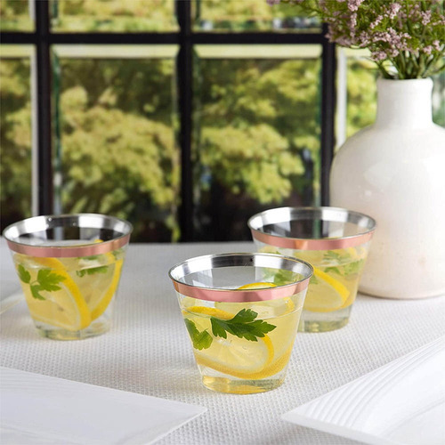 B Vasos De Plástico Dorados Desechables De 9 Oz, Copa De