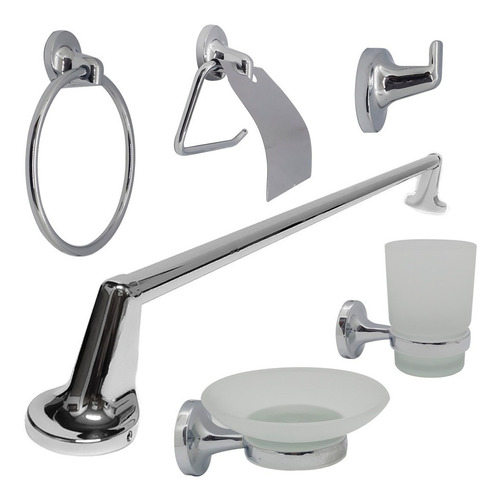 Kit De Baño Accesorios Cromado Circum D10