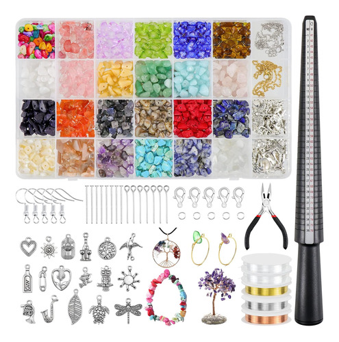 Kit Hacer Anillos 24 Colores De Cuentas De Cristal, Kit...