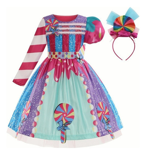 Disfraz De Chifón Infantil Con Diseño De Caramelo