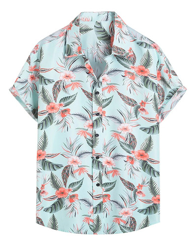 Camisa Casual Hawaiana De Manga Corta Con Diseño De Árbol De