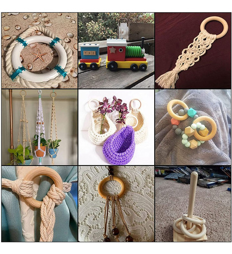 100 Unidades De Anillos De Madera Natural Para Manualidades,