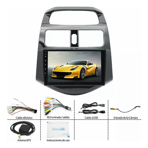 Auto Estéreo Android Carplay Android Auto 2+64GB Chevrolet Spark 09-14 Autoestéreo Pantalla Táctil 9' IPS Con Pantalla Para Carro Mirror Link Wifi Bluetooth Cámara Fm Bt Hd Aux Tf Usb GPS DSP