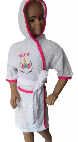 Bata de baño con capucha bordada personalizada para niñas y niños