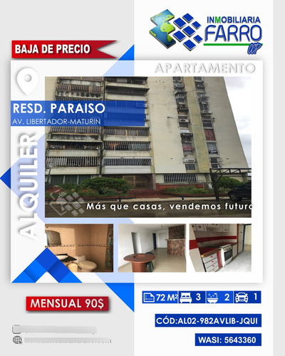 Imagen 1 de 14 de Se Aquila Apartamento Resd Paraiso Av Libertador Al02-982avlib-jqui