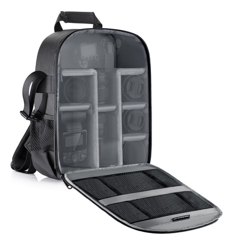Neewer NW-7324 Mochila para Canon Nikon Sony Flexible Acolchada Gris Mochila para Cámara con Compartimentos Flexibles Acolchada y Resistente a Golpes con Inserto Protector para Cámaras SLR DSLR