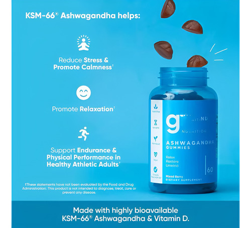 Goli Ashwagandha Gummies 60 Gomitas Sin Sabor