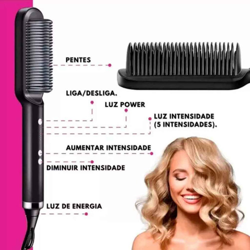 Escova Alisadora Bivolt 3 Em 1 - Alisa, Hidrata, Modela