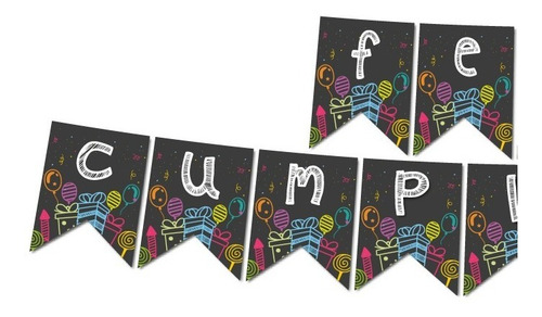 Imagen 2 de 3 de Banderín Feliz Cumpleaños-banner Feliz Cumpleaños