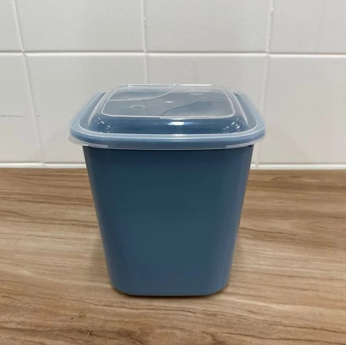 Pote De Plástico Quadrado Alto Amore 1,9 Litros Uninjet Cor Azul