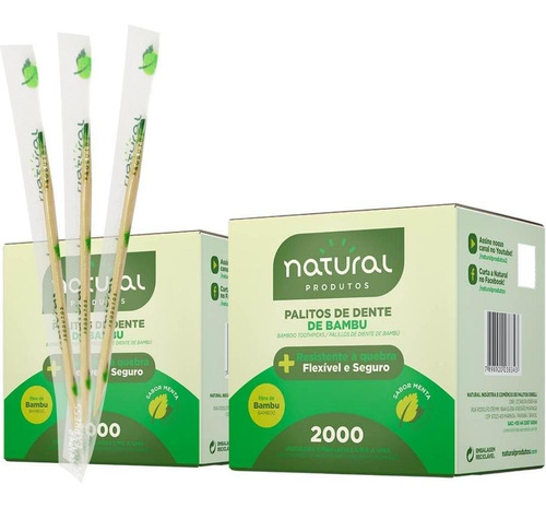 Palito De Dente Bambu Sachê Sabor Menta - Natural 4.000un