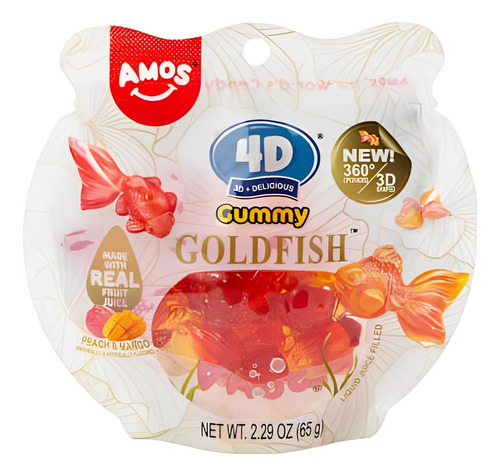 Gomitas Peces Sabor Durazno Y Mango Amos 4d Goldfish Viral