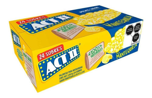 Palomitas De Maíz Actii Sabor Mantequilla 24 Sobres 87gr C/u