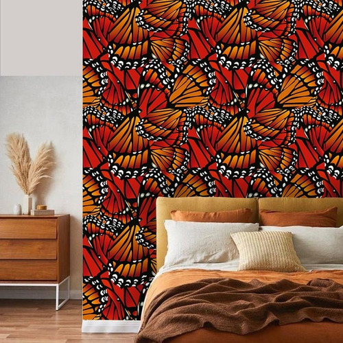 Vinil Decorativo Tapiz Diseño Mexicano Wallpaper Autoadhesiv Color Mariposa Monarca