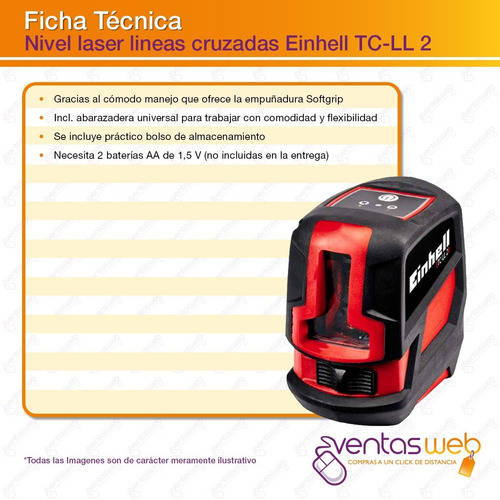 Imagen 6 de 7 de Nivel Laser Autonivelante Líneas Cruzadas 8m Tc-ll2 Einhell