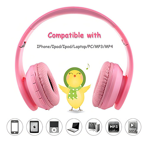 Mokata Auriculares Bluetooth Niños Volumen Limitado 85 Sobre Color 01-pink