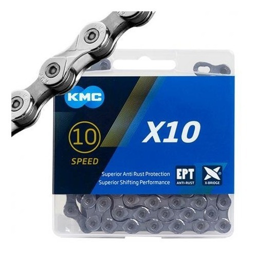 Imagem 2 de 2 de Corrente Kmc X10 Bike 116 Elos Prata/preto Shimano Mtb Sram