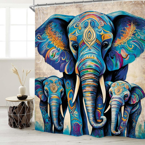 Juego De Cortina De Ducha Bohemia De Elefante, 71 Pulgadas D