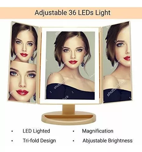 Espejo de maquillaje con Luz led FELIZ - Tienda de peinados