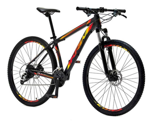 Bicicleta Aro 29 Krw Spot Alum Shimano Acera 27v Trava Sx13 Cor Preto/Amarelo e Vermelho