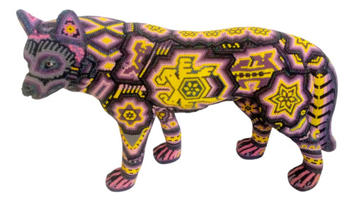 Coyote Parado En Chaquira, Huichol, 34x 23 Cm.