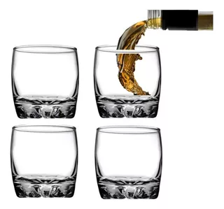 Conjunto Copos Dose Uísque Mini Whisky Shot Vidro 80ml 4 Pç