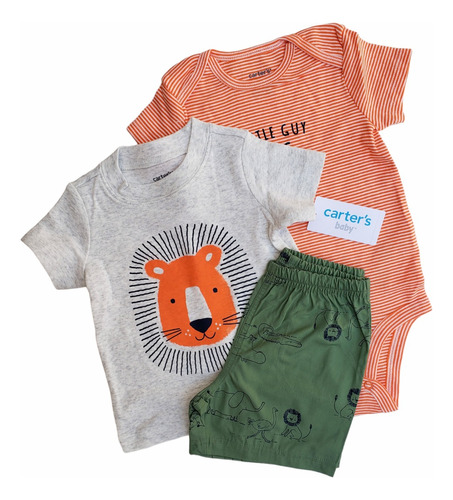 Conjunto Bebe Manga Corta Short Remera Body León 12 M 