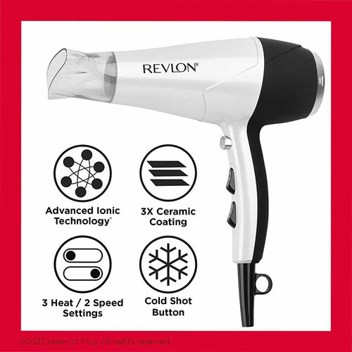 Revlon Secadora De Pelo Infrarrojo 1875 Vatios De Elevación Color Blanco