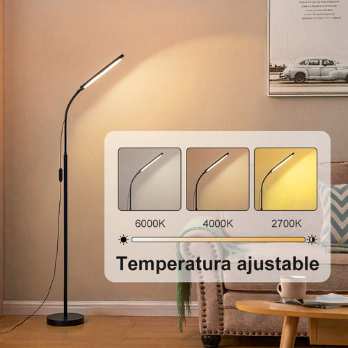 Gievuleo Lamparas De Pie Modernas Minimalista 127v 12w Brazo Flexible Tres Temperaturas De Color Brillo Ajuste Lampara Piso Moderna