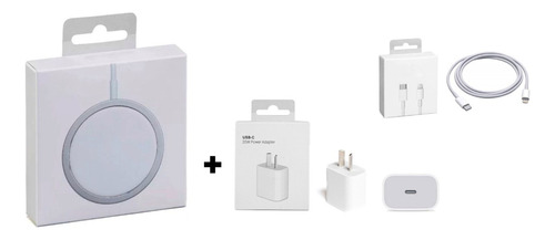 Cargador Inalámbrico Para iPhone + Adaptador 20w+cable Usb-c