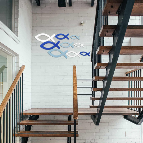 9 Piezas De Decoración De Pared De Peces De Madera Decoració