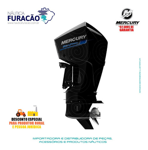 Motor De Popa Mercury 4 Tempos 200hp Cxl Seapro V6 Mec Preto