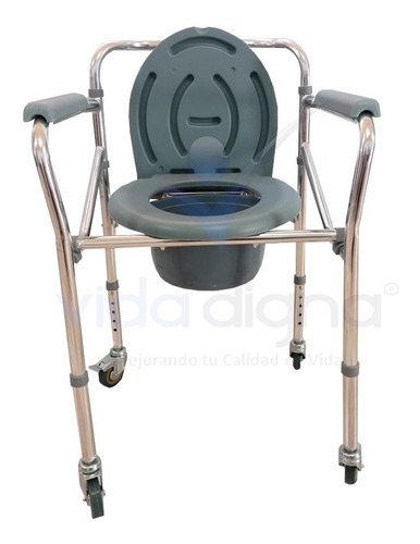 Silla Baño Discapacitado - Comodo Plegable Cromado Ruedas