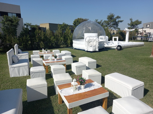 Alquiler Inflable Blanco Burbuja Isla Castillo Plaza Sillas