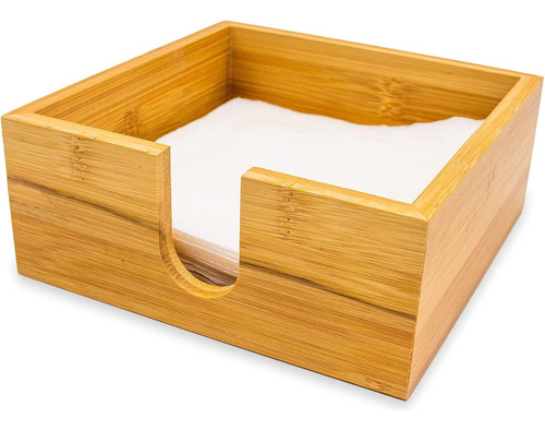 Ecogreen® - Servilletero Cuadrado De Bambú, Servilletero Madera Natural