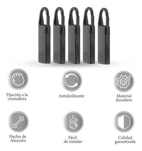 5 Pack Reemplazo De Tirador De Cremallera Para Chaquetas,