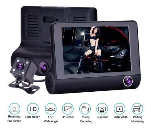 Dvr Vehiculo Camara Dashcam Hd Pantalla 4p Didi Uber