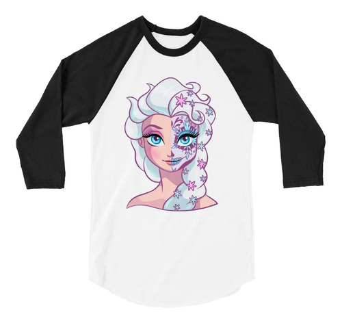 Playera 3/4 Elsa Frozen Catrina Princesas Día De Muertos