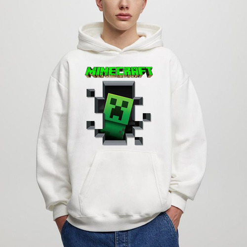 Sudadera Con Gorro Game Letra Verdes Minecraft Creeper Pared