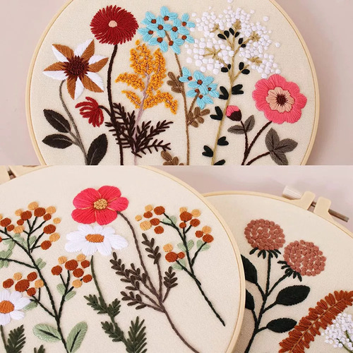 Kit De Bordado De Flores For Principiantes Con Patrón Y