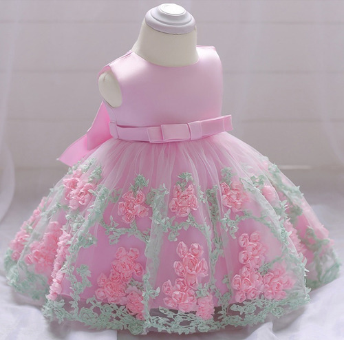 Imagem 5 de 10 de Vestido Festa Infantil Bebê Jardim Encantado Luxo Batizado