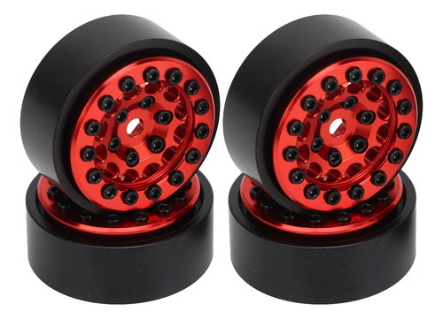 Llanta Con Cubo De Rueda Rc De Metal Rojo Rojo, 4 Unidades,