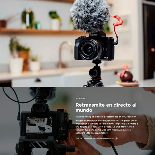 Camara Canon Eos M50 Mark Ii 15-45 24mp 4k Bth Wifi Entrega