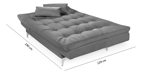 Sofá Cama 3 Lugares Veludo Liso Versátil Império Gwt