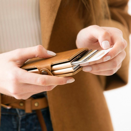 Imagen 5 de 5 de Billetera Walla Wallets Doble - Vintage Light Pardo