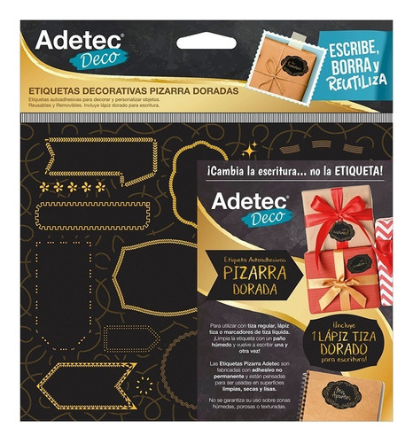 16 Etiquetas Decorativas Diseño Dorado Con Lapíz Tiza 5833 Color Negro