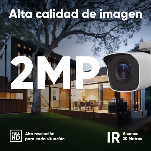 Hilook Kit Cámara Bala B120 Turbo Ir20m 2 Mp Con Brazo
